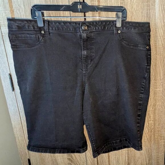 *3 FOR $9* A3 Denim Knee Length Dark Rinse Wash Long Denim Jean Bermuda Short 24 - Picture 4 of 5